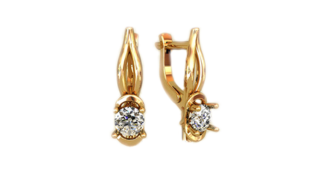 ср080 Серьги в золоте с фианитами