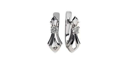 ср093 Серьги-бантики с белыми фианитами 