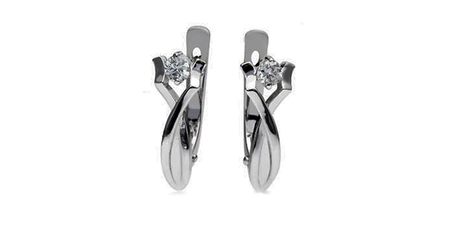 ср094 Серьги в белом золоте с английским замком 