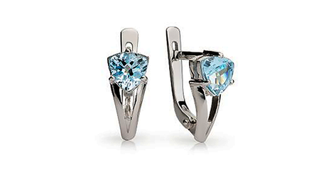 ср104 Нарядные серёжки с голубыми камнями 