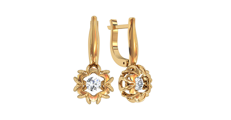 cр112 Золотые серьги с фианитами.