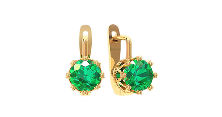 ср113 Серьги в оправе корона с крупными фианитами 