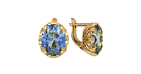 ср126 Серьги с крупным фианитом под топаз 