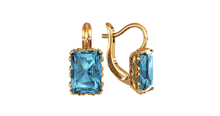 ср130 Серьги с октагоном в ажурной корзинке 