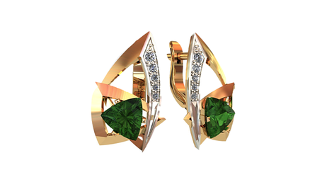 ср132 Серьги геометрической формы с фианитами 