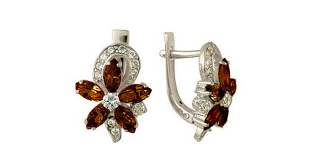 ср141 Женские серьги с цветными фианитами.