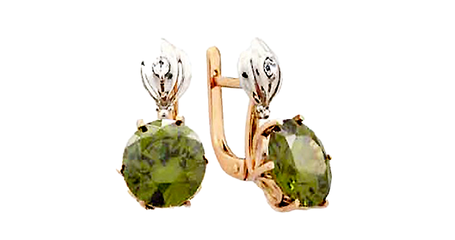 ср146 Золотые серьги с фианитами оливкового цвета 