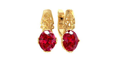 ср148 Серьги с камнем рубин