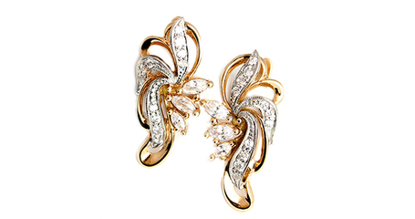 ср151 Золотые серьги с маркизами.