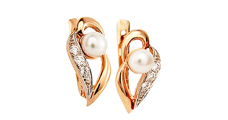 ср157 Золотые серьги с жемчугом 