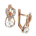 ср162 Золотые серьги с жемчугом и мелкими фианитами 