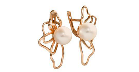 ср166 Уникальные изогнутые линии в серьгах с жемчугом 