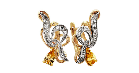 ср172 Серьги с фианитами и белой накладкой 