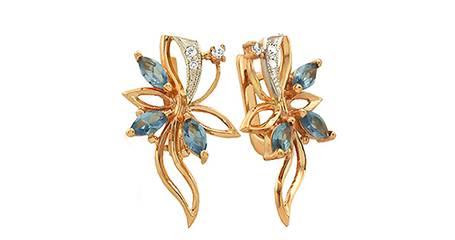 ср174 Серьги с фианитами огранки маркиз 