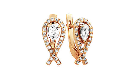 ср175 Серьги-груши в окружении мелких фианитов 