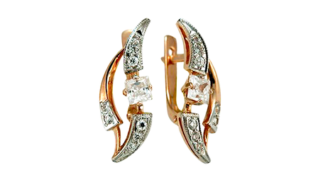 ср176 Серьги с накладками из белого золота