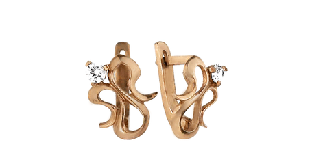 ср180 Золотые серьги с фианитами