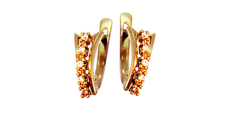 ср181 Дорожки фианитов в золотых серьгах 