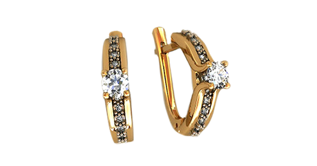 ср182 Серьги-полукольца с фианитами