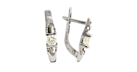 ср185 Серьги в белом цвете с фианитами.