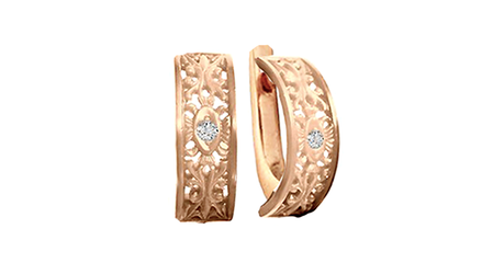 ср188 Серьги-полукольца с фианитами 