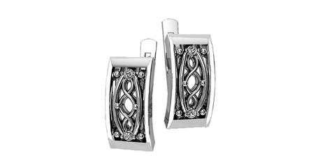 ср192 Серьги прямоугольные без камней 