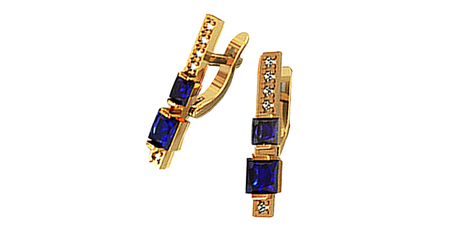 ср196 Серьги-палочки с крупными квадратами 