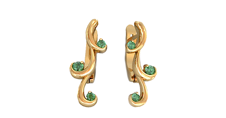 ср197 Серьги-веточки с фианитами 