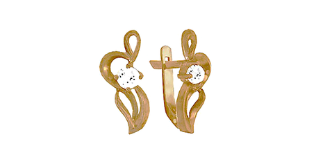 ср208 Золотые серьги с фианитами  