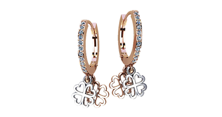 ср211 Серьги-кольца с подвесками Клевер