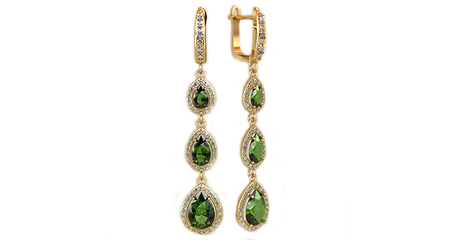 ср233 Роскошные серьги-подвески с фианитами 