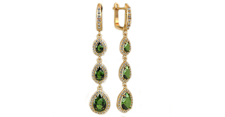 ср233 Роскошные серьги-подвески с фианитами 