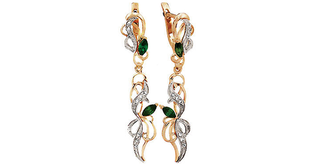 ср258 Серьги-подвески ажурные с маркизами 