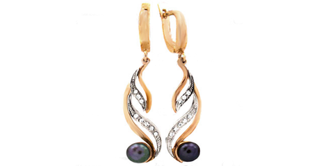 ср259 Серьги-подвески с жемчугом 