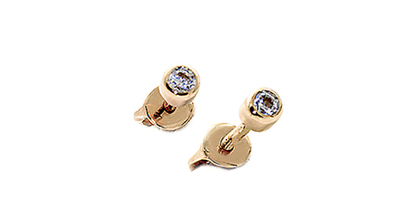 сц011 Серьги-пусеты  (глухая закрепка камня) - зажим.