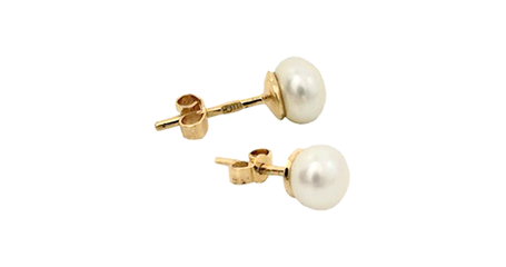 сц024 Серьги-пусеты на зажимах с жемчугом 