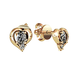 сц045 Серьги-пусеты в форме сердца с фианитами 