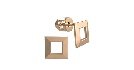 сц052 Серьги-пусеты квадратной формы