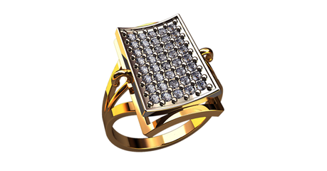 ск005 Сияющее кольцо с прямоугольной площадкой