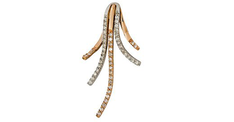 ск024 Подвес из красного и белого золота с дорожками камней