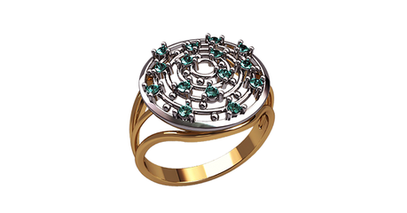 ск035 Кольцо-печатка с фианитами