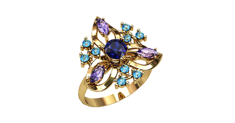 ск041 Кольцо с фианитами