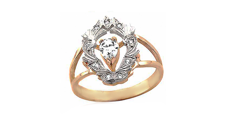 ск065 Винтажное кольцо с накладкой из белого золота