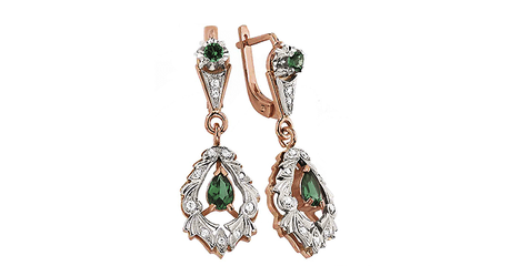 ск066 Винтажные серьги с накладками из белого золота