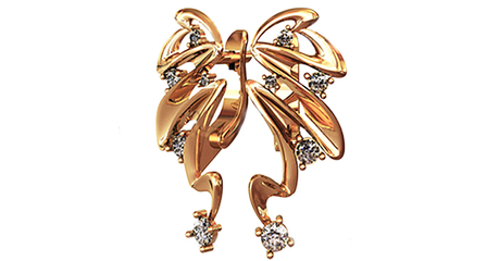 ск089 Золотые серьги с фианитами