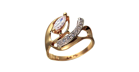 ск093 Кольцо с накладкой из белого золота