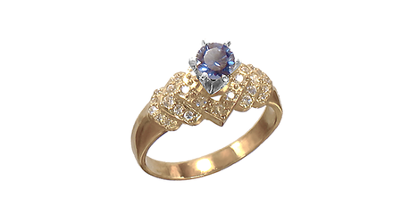 ск099 Золотое кольцо с фианитами