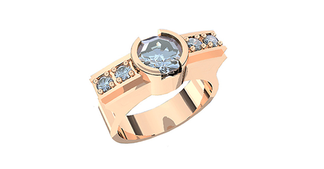 ск103 Необычное золотое кольцо с фианитами