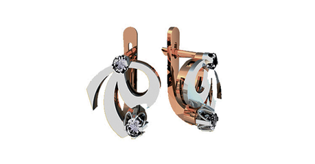 ск128 Золотые серьги с фианитами