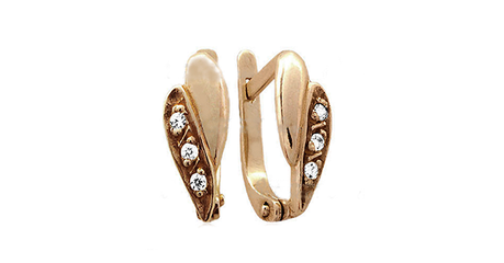 ск129 Золотые серьги с фианитами